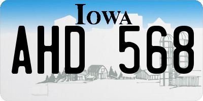 IA license plate AHD568