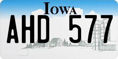 IA license plate AHD577