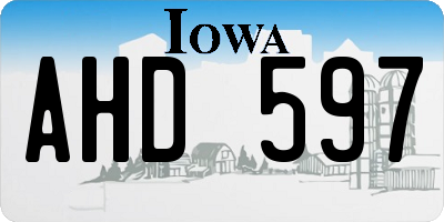 IA license plate AHD597