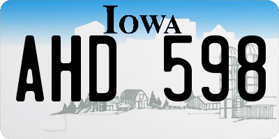 IA license plate AHD598