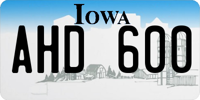 IA license plate AHD600