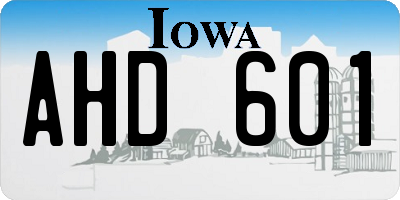 IA license plate AHD601