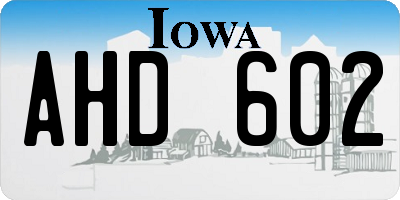 IA license plate AHD602