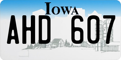 IA license plate AHD607