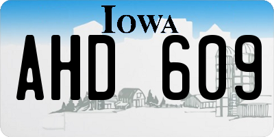 IA license plate AHD609