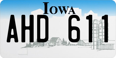 IA license plate AHD611