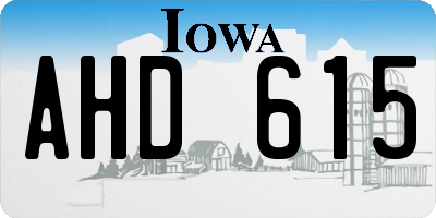 IA license plate AHD615