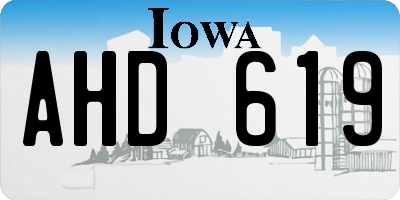 IA license plate AHD619