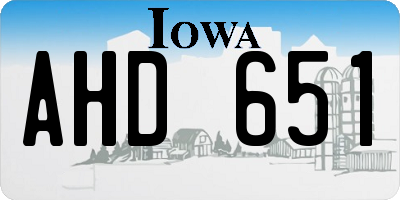 IA license plate AHD651