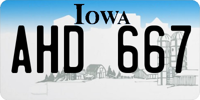 IA license plate AHD667
