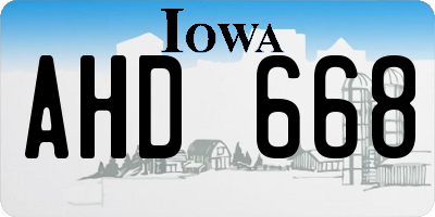 IA license plate AHD668