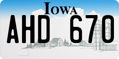 IA license plate AHD670