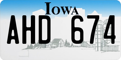 IA license plate AHD674
