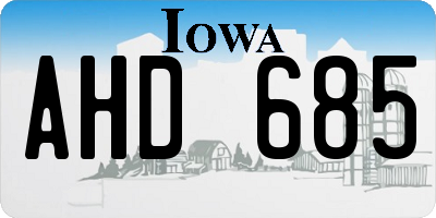 IA license plate AHD685