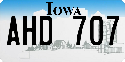 IA license plate AHD707