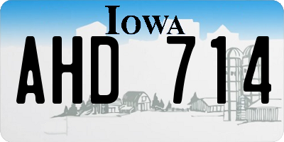 IA license plate AHD714
