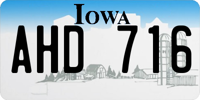 IA license plate AHD716
