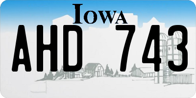 IA license plate AHD743