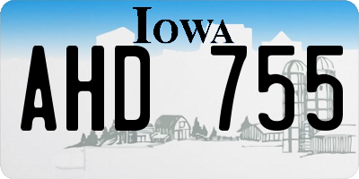 IA license plate AHD755