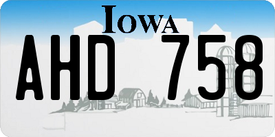 IA license plate AHD758