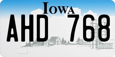 IA license plate AHD768