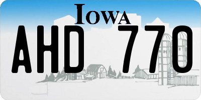 IA license plate AHD770