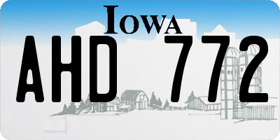 IA license plate AHD772