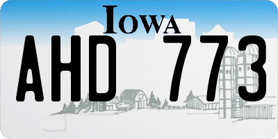IA license plate AHD773