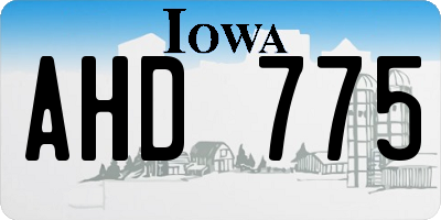 IA license plate AHD775