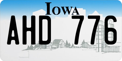IA license plate AHD776