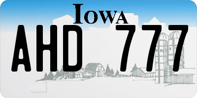 IA license plate AHD777