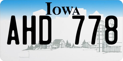 IA license plate AHD778