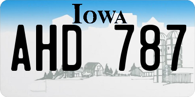 IA license plate AHD787