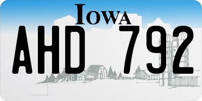 IA license plate AHD792