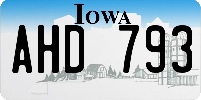 IA license plate AHD793
