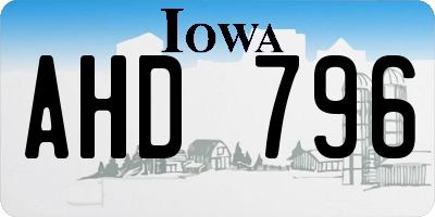 IA license plate AHD796