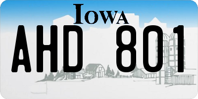 IA license plate AHD801