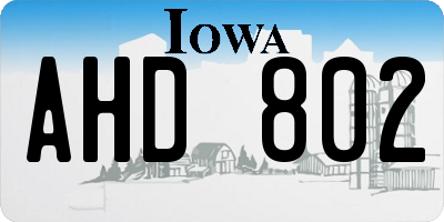 IA license plate AHD802