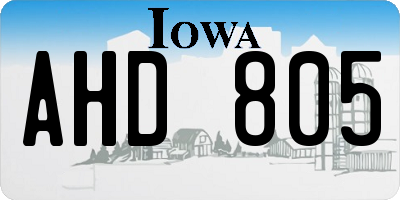 IA license plate AHD805