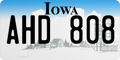 IA license plate AHD808
