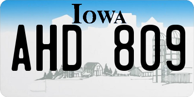 IA license plate AHD809