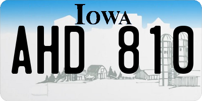 IA license plate AHD810