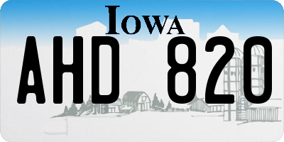 IA license plate AHD820