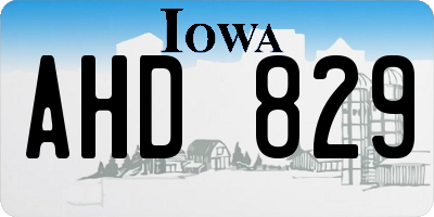 IA license plate AHD829