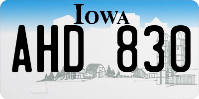 IA license plate AHD830