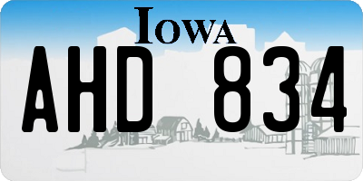 IA license plate AHD834