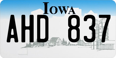 IA license plate AHD837