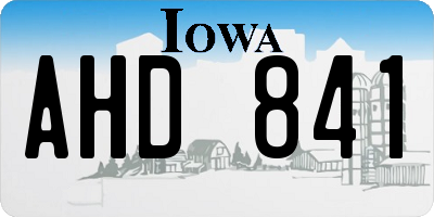IA license plate AHD841