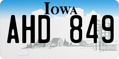 IA license plate AHD849