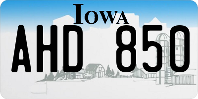 IA license plate AHD850